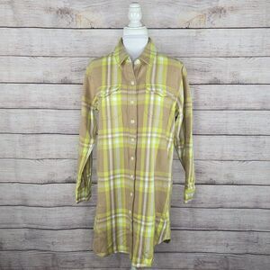 NWT Outerknown Women's Blanket Shirt Dress Jacket Plaid Casual Medium Flannel